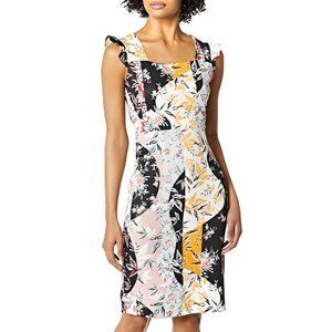 NWT Sam Edelman Floral Print Square Neck Patchwork Scuba Dress